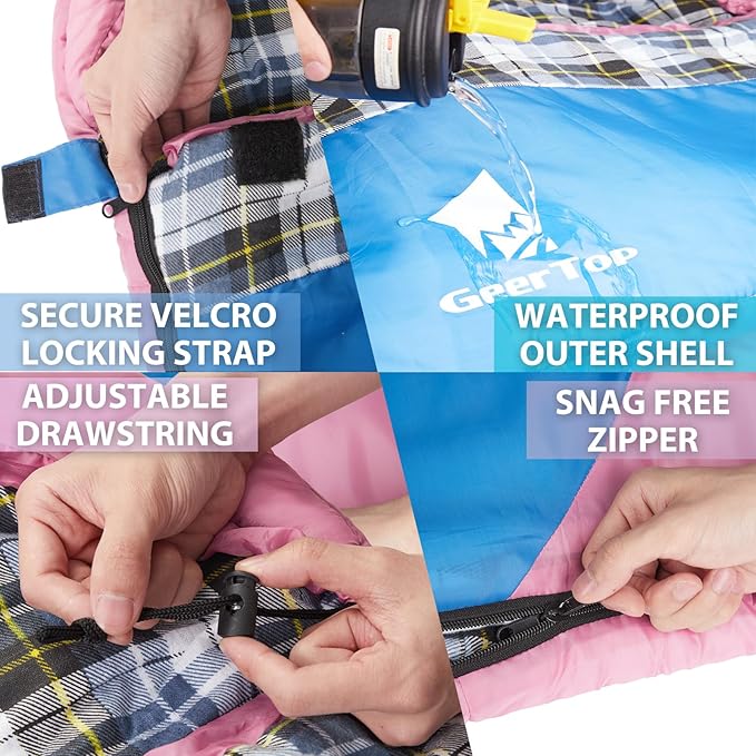 GEERTOP Flannel Sleeping Bags for Adults Big &amp Tall People Portable Cold Weather Envelope XXL All Seasons Camping Sleeping Bag