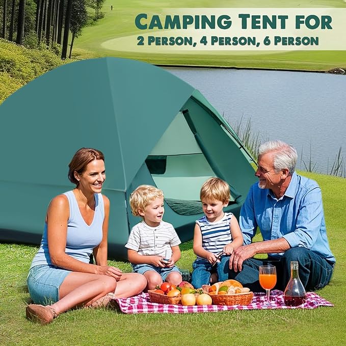 Camping Tent for 2/4/6 Person Dome Camping Tent with Removable Rainfly Waterproof &amp Windproof Tent Double Layer Family Tents Easy Setup Tent for Hiking Backpacking Picnic