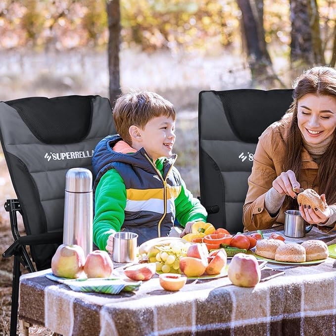 Supperella Movable Backrest Camping Chair for Adults with Cup Holder Folding Lawn Chairs for Outdoor Activities Sports Travel &amp Picnic