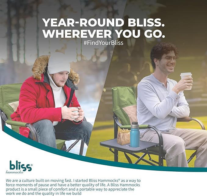 Bliss Hammocks 24 Volt Heated Directors Seat with 3 Heat Settings Folding Portable 21 Inch Wide Steel Frame Camping Chair - Battery Included Green