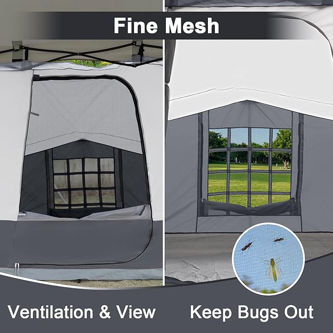 KAMPKEEPER Canopy Side Tent Camping Canopy Tent for 10x10 Pop Up Canopies Cube Tents Gazebo Room Compatible with 10' Wide Canopies(Canopy Not Included)
