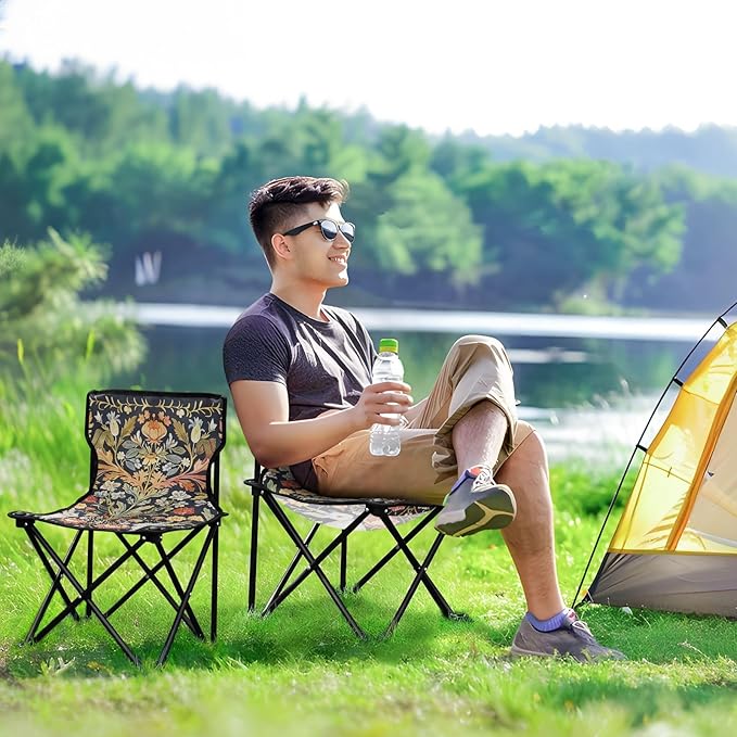 Rabbit and Grass Portable Camping Chairs Folding Chair - Durable Oxford Fabric Lightweight Iron Frame Easy Fold Design - Ideal for Outdoor Activities Camping Fishing and Travel