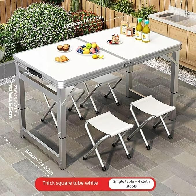 Camping Table Folding Portable Camp Aluminum Lightweight Table Adjustable Height Indoor Outdoor for Camping Picnic Backyard BBQ Patio