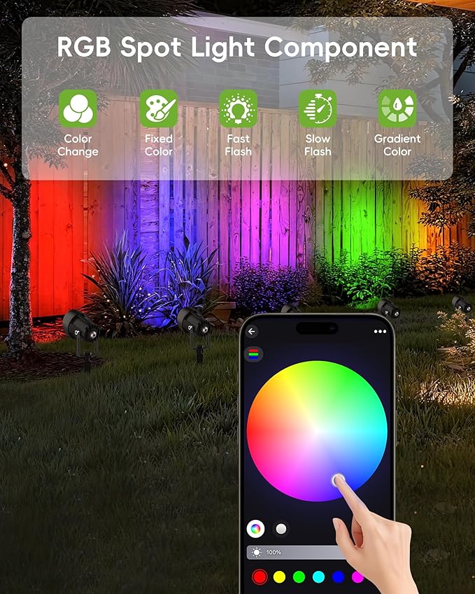 CORESLUX Christmas Smart Spot Lights Outdoor Color Changing Warm White Landscape Lights with APP and Remote Control Spotlight Waterproof for Garden Yard Patio Landscape