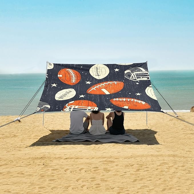 Rugby Pattern (39) Camping Sun Shelter Beach Tent Portable Beach Sun Shade Outdoor Canopy for Camping Trips Fishing Picnic