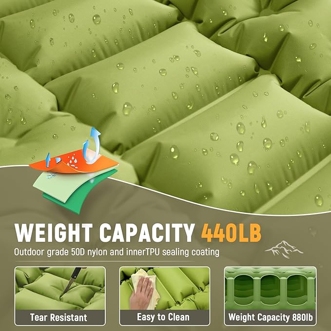 Camping Sleeping Pad Ultralight Camping Mat with Built-in Foot Pump Comfortable Sleeping Mat for Backpacking Car TravelingTentand Hiking