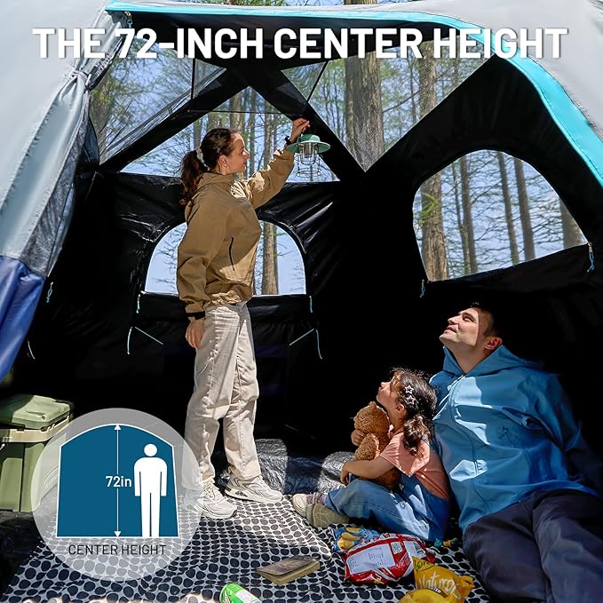 TIMBER RIDGE 5-6 Person Blackout Camping Tent 60s Easy Setup Instant Cabin Tent for Family with Rainfly Water-Resistant 9' x 9' x 72 for Outdoor Adventures Gatherings