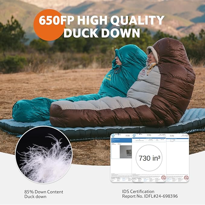 Naturehike 0 Degree RDS Down Mummy Sleeping Bag for Adults 650 Fill Power Cold Weather Backpacking Sleeping Bag for Camping Hiking -1℉ 18℉ 30℉ YKK Zipper