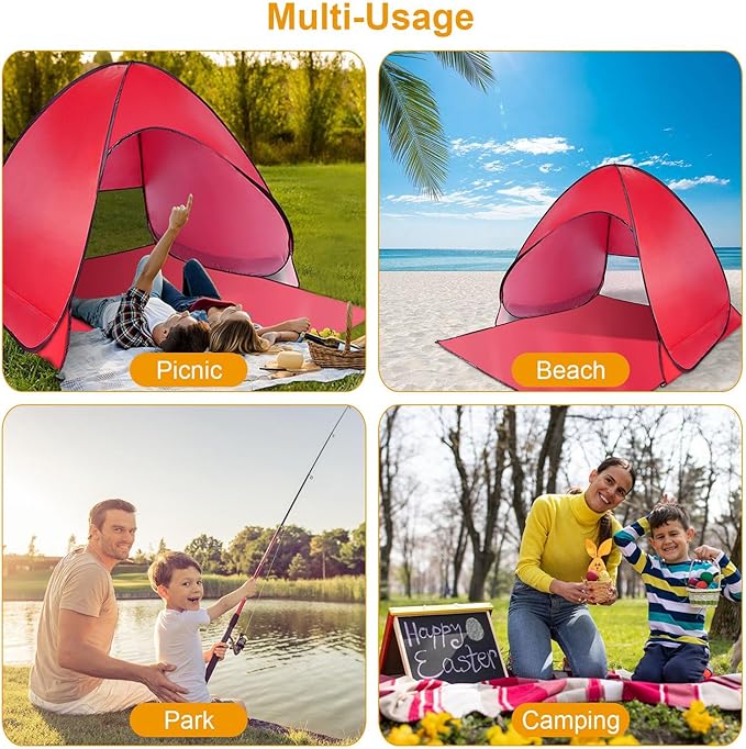 Beach Tent Pop Up Beach Tent Canopy Sun Shade Shelter Anti-UV Automatic Waterproof for 2-3 Person with Net Window Storage Bag Outdoor Camping Fishing Park Bea ch