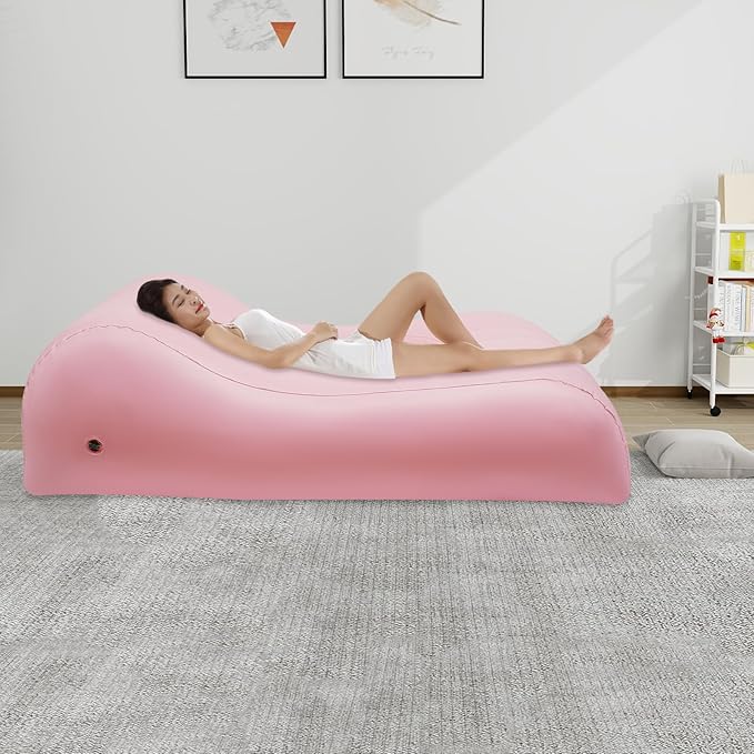 17.71 * 14.17in Inflatable Couch After Surgery with Air Pump 3-Minute Fast BBL Chair with Hole for Butt Ergonomics PVC Pregnancy Mattress Air Mattress for Camping Traveling Hiking