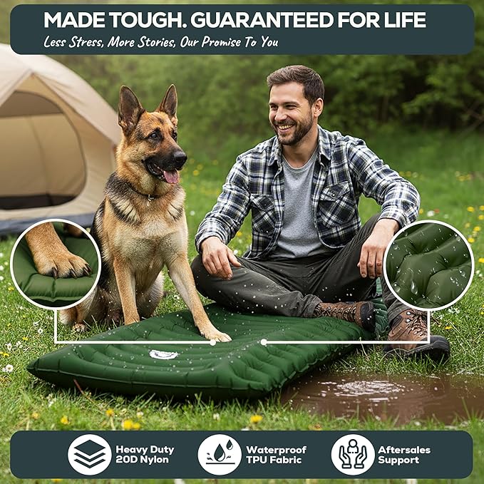 Gear Doctors® Ether 17.5oz Ultralight Camping Sleeping Pad – Backpacking Air Mattress – Camping Mattress Pad – Compact Inflatable Sleeping Mat for Backpacking Comfortable Outdoor Hiking Tent Travel