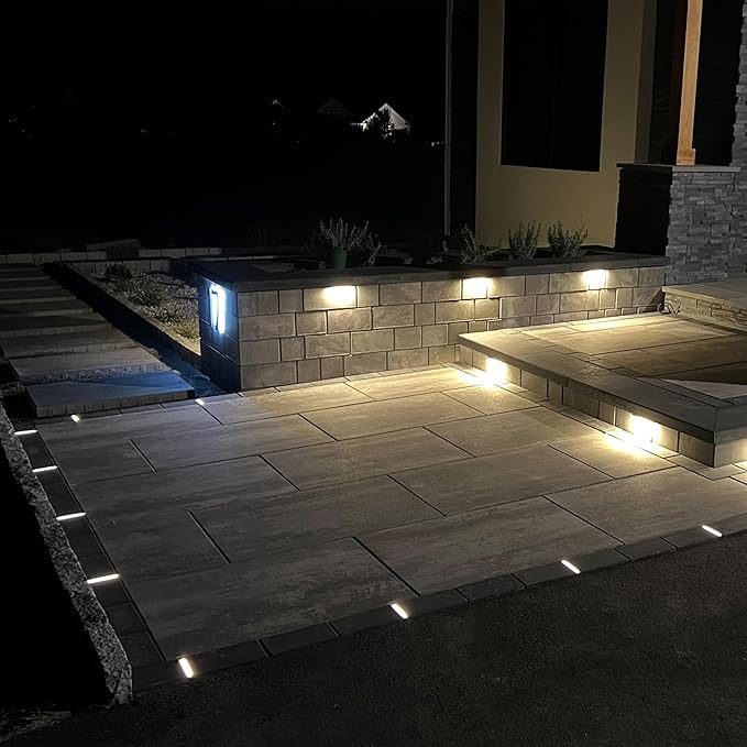 LUMENGY Paver Light Slim 0.5x9 Inch (0.55x8.85) 2700K Warm White Glare-Free Linear Lighting for Driveways Walkways and Paver Borders 12V Hardwired IP67 Waterproof Drive-Over Rated