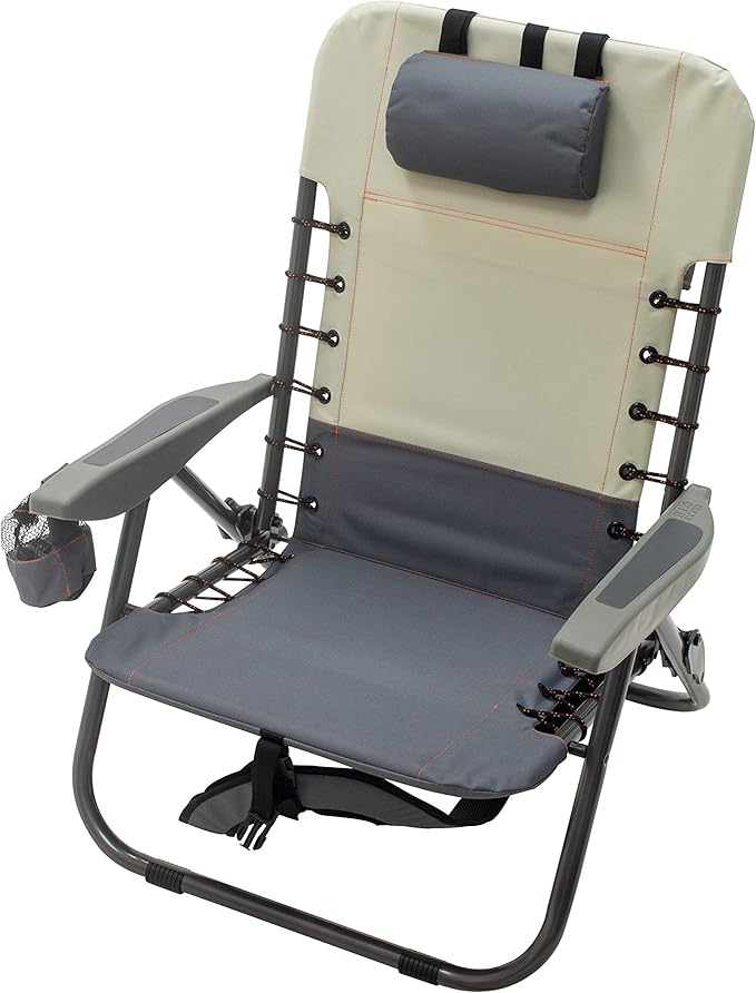 Rio Gear 4-Position Lace-up Suspension Backpack Camping Chair with Removable Backpack Bag