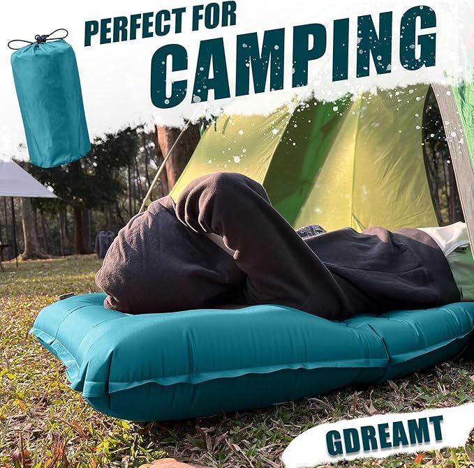 Inflatable Camping Sleeping Pad with Pillow Extra Thickness 4 Inch Sleeping Mat with Built-in Pump Compact &amp Ultralight Camping Air Mattress for Backpacking Hiking Tent Traveling