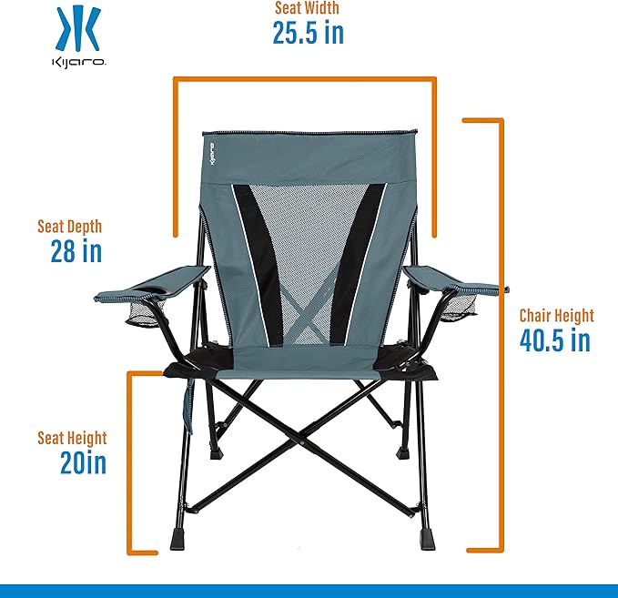 Kijaro XXL Dual Lock Portable Camping Chair - Supports Up to 400lbs - Enjoy The Outdoors in a Versatile Folding Sports &amp Outdoor Chair