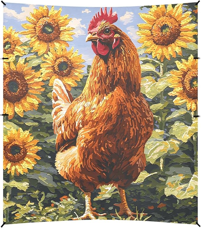 Beach Tent Sun Shelter Rooster Sunflower Lightweight &amp Easy Setup Beach Shade Canopy for Camping Fishing