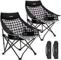 SUNNYFEEL 2 Pack Heavy Duty Camping Chairs for Adults Portable Oversized Folding Chair with Side Pockets &amp Cup Holde for FishingTripPicnicLawnConcert Outdoor Carry Bag Included