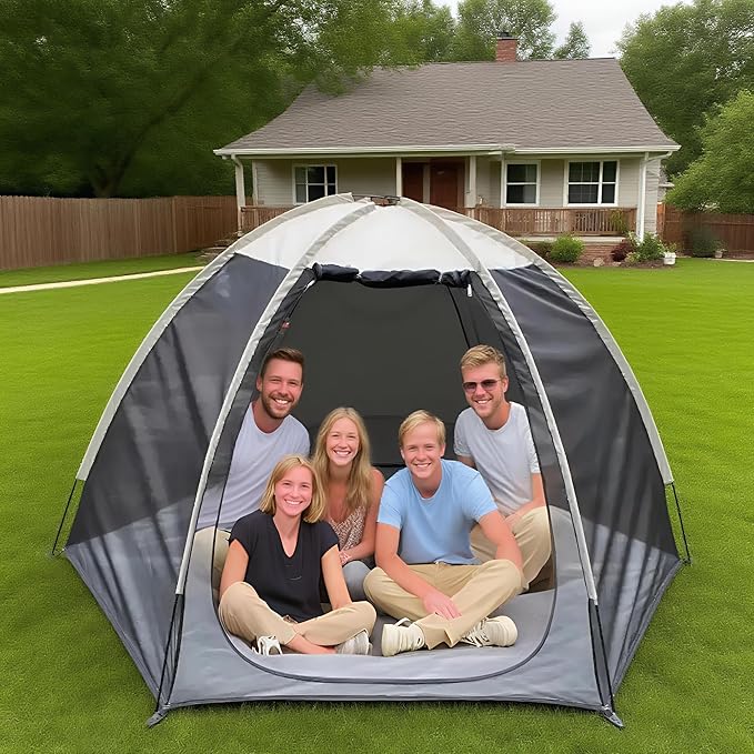 4-6 Person Gazebo Tent with Mesh Walls&ampWaterproof Floor for Backyard Gatherings Picnics and Outdoor Events