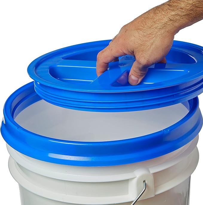 Gamma Seal Lids for 3.5 5 6 and 7 Gallon Buckets – Pack of 6 Blue Gamma Lids – Food Grade BPA Free Reusable Lids Made in USA