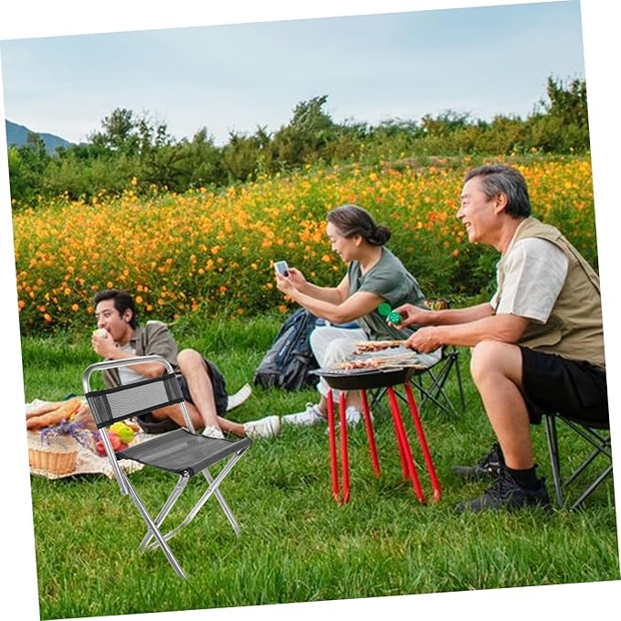 POPETPOP Multi-Functional Folding Stool Lightweight Portable Camping Chair Collapsible Outdoor Fishing Stool Durable for Long-Term Use Random Color