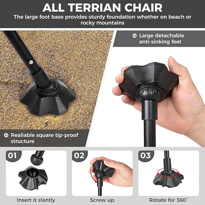 ATEPA UFO3.0 Backpacking Camping Chair Ultralight Extra Wide Comfortable Folding Chairs Heavy Duty Portable Hexagon Ergonomic Height Adjustable Seat with Anti-Sinking Feet for Hiking Outdoor Black