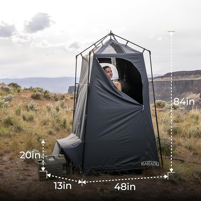 Kakadu Outback Shower Tent Portable Privacy Shelter Outdoor Camping Toilet Tent Changing Room Sturdy Easy Setup - with LED Light Carry Bag Towel Rod