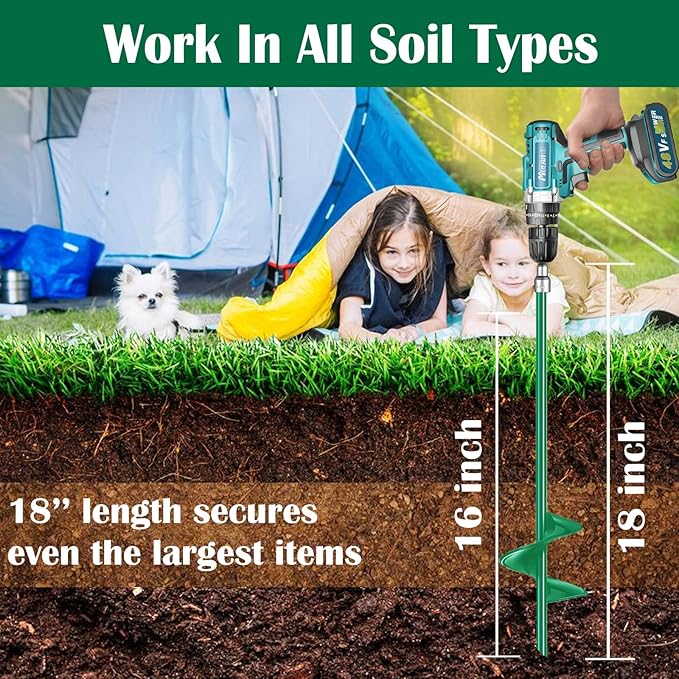 18 inch Ground Anchors Srew in Heavy Duty Earth Shed Anchor Kit Trampoline Stake Hook for Dirt Swing Sets Playset Tent Canopy Carport Mobile Home Tie Down 4 Pack