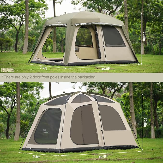 Vidalido 4-6 Person Camping Tent with 3 Door 2 Room Large Family Cabin Tents Double Layer Waterproof Portable Glamping Tent Big Tents for Outdoor Camping Hiking and Backpacking