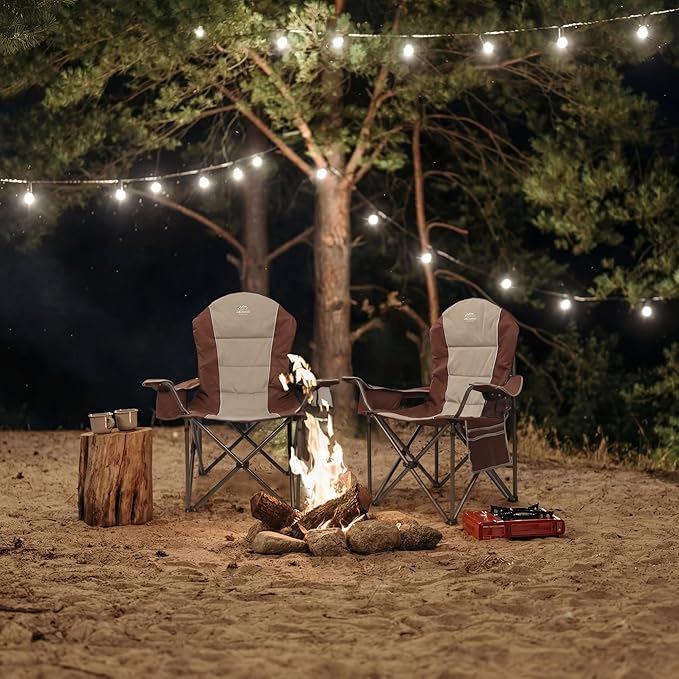 Camping Chairs for AdultsHigh Back Folding Camp Chair with Cup Holder and Cooler BagHeavy Duty Outdoor Lawn ChairsPerfect for CampingHikingPicnicsand Beach TripsMoca