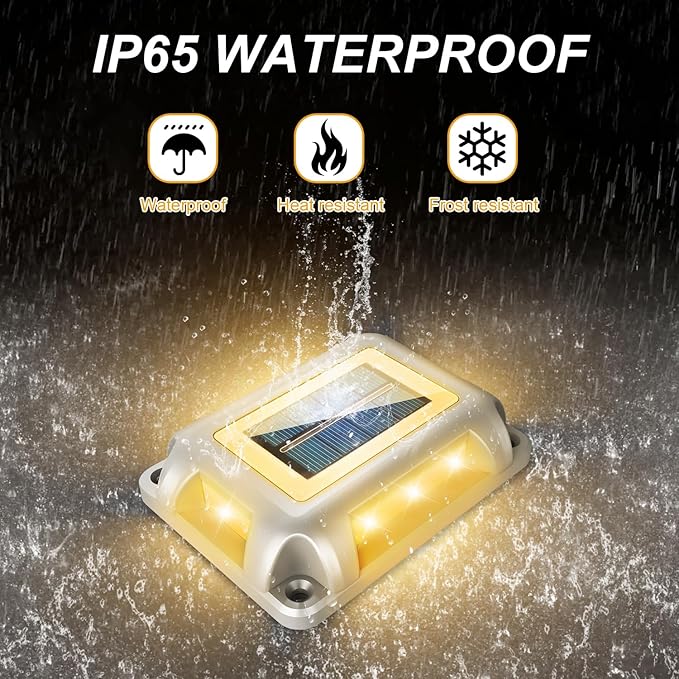 T-SUN Solar Dock Lights Solar Driveway Lights Outdoor 24 Pack LED Ground Driveway Light 3000K Warm White Deck Light for Path Garden Sidewalk Stair Ground Pathway