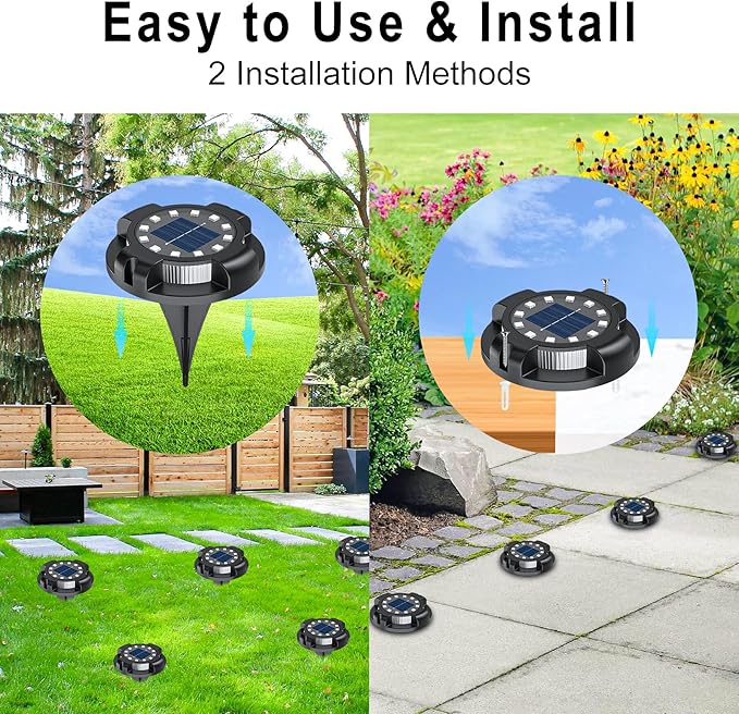 Solar Pathway Lights Outdoor 12 Packs Bright Blue 16 LEDs Solar Ground Lights Walkway Lights with Side Light Waterproof Solar Deck Light for Yard Walkway Garden Poolside Driveway Decorations