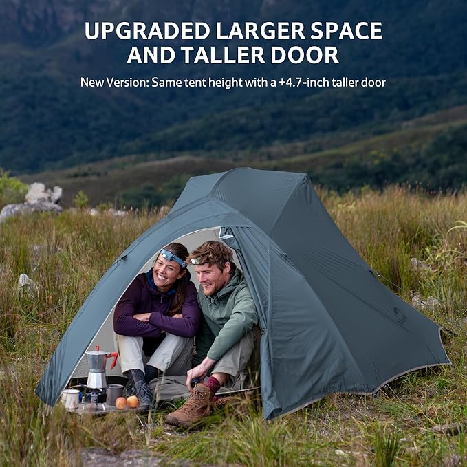 Naturehike Cloud Up 3 Person Backpacking Tent with Footprint - 3 Season Free Standing Lightweight 3 Person Camping Tent | with Footprint Free Standing Dome Camping Hiking Waterproof