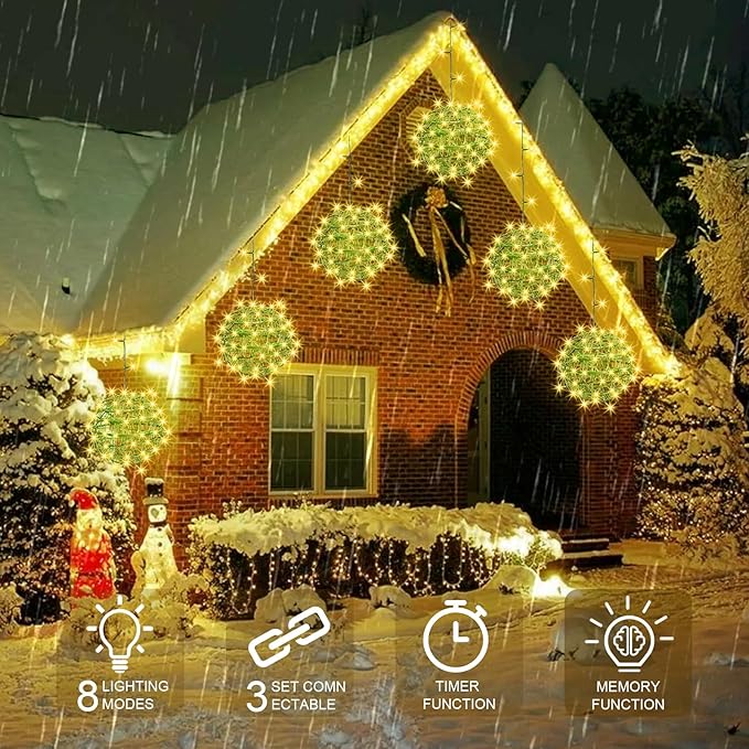 Christmas String Lights Outdoors4 Pack 7.98 Sphere Ball Tree Garden Globe Lights for Home Party Christmas Porch PatioWedding GardenTree Decoration with Memory Function Plug