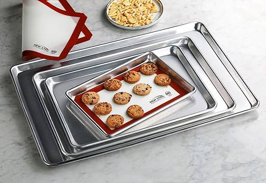 New Star Foodservice Commercial-Grade 18-Gauge Aluminum Sheet Pan/Bun Pan (18 L x26 W x1 H(Full Size) Pack of 12 Measure Oven)