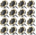 16 Pack Solar Ground Lights Outdoor 8 LED Mini Flat Solar Disk Lights IP65 Waterproof Anti-Rust Disc Light Landscape Lighting for Garden Pathway Yard Walkway Driveway LawnWarm White