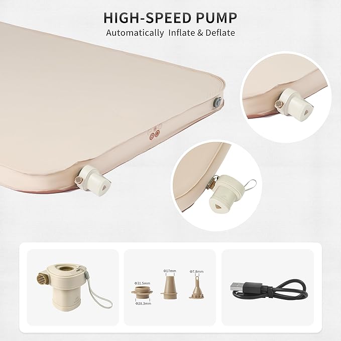 Naturehike Self Inflating Sleeping Pad Camping Air Mattress with Portable Mini Air Pump Inflatable Mattress for Home Camping Guests Double