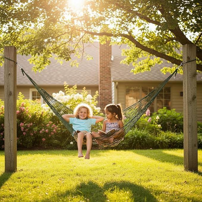 Nylon Rope Meshes Hammock Portable Outdoor Camping Hammock Garden Swing Hanging Bed for Garden Beach Yard Travel