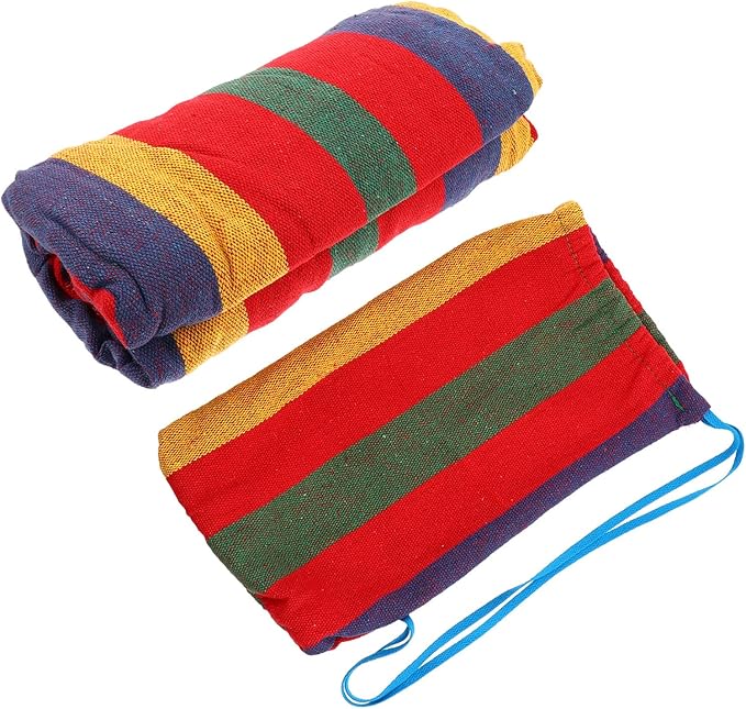 Veemoon Travel Outdoor Camping Single Hammock Portable Canvas Widen Swing Hammock 200x100cm Red Striped for Backpacking and Hiking