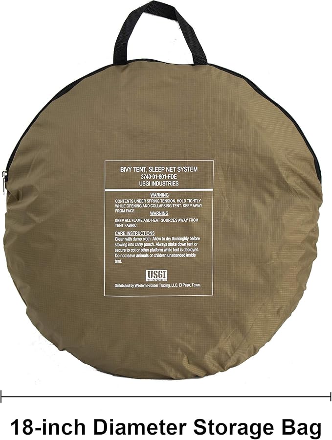 USGI Industries Bivy Tent | Lightweight Single Person Sleeping Net System for Outdoors Camping Survival Hiking Backpack | Mesh Protection