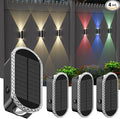 4 Pack Solar Fence Lights RGBW 8-Color Changing Waterproof Top and Bottom Lighting Wall for Landscape/Fence/Patio/Wall/Garden Christmas Solar Lights (2 Installation Modes)