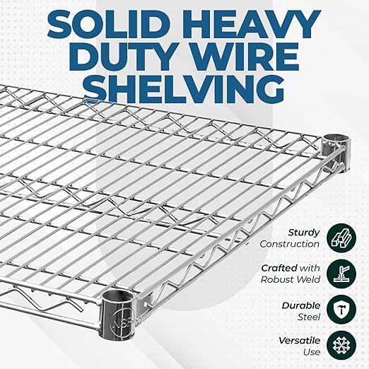NSF Approved Heavy Duty Chrome Wire Shelf | 14 x 14 | Adjustable Metal Storage Shelf for Kitchens Utility Rooms Offices &amp Home Organization