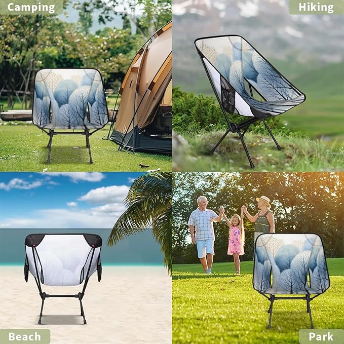 Honeybaby Folding Camping Chair Forest Pattern Camping Chairs Lightweight Portable Chair Outdoor Foldable Chairs for Camping Travel Picnic Beach Hiking