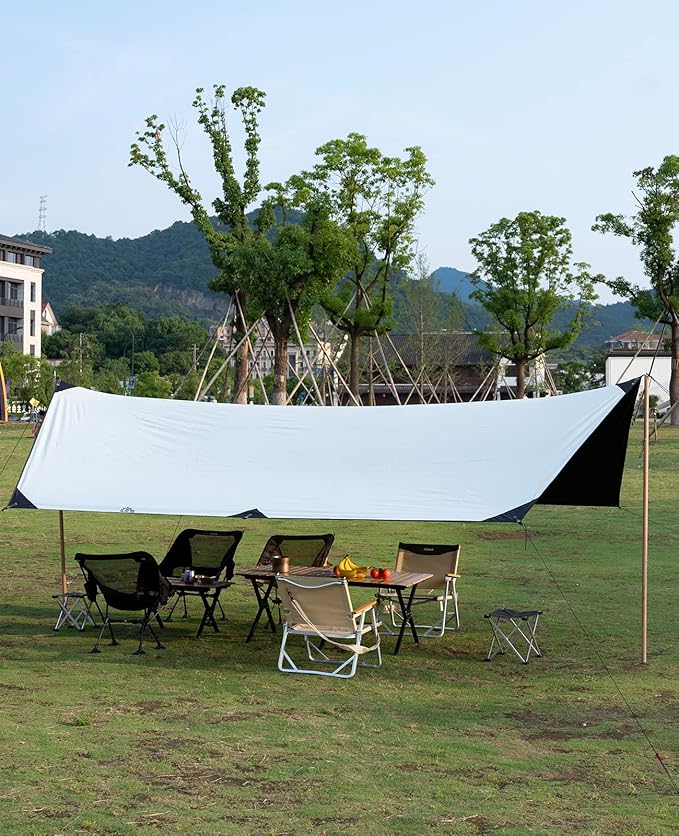 iClimb Waterproof Sun Shield Tarp UPF 50+ for Tent Hammock Camping Backyard Party (Tarp 14'4 × 9'6)