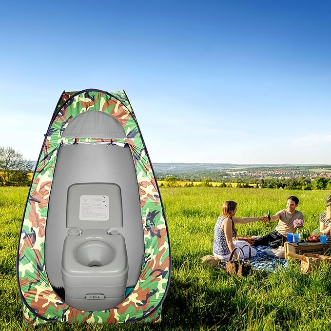 Outvita Pop Up Shower Tent Instant Privacy Camping Changing &amp Toilet Tent 6.23FT Portable Outdoor Shelter for Hiking Fishing Picnic Beach with Carring Bag 4 Stakes