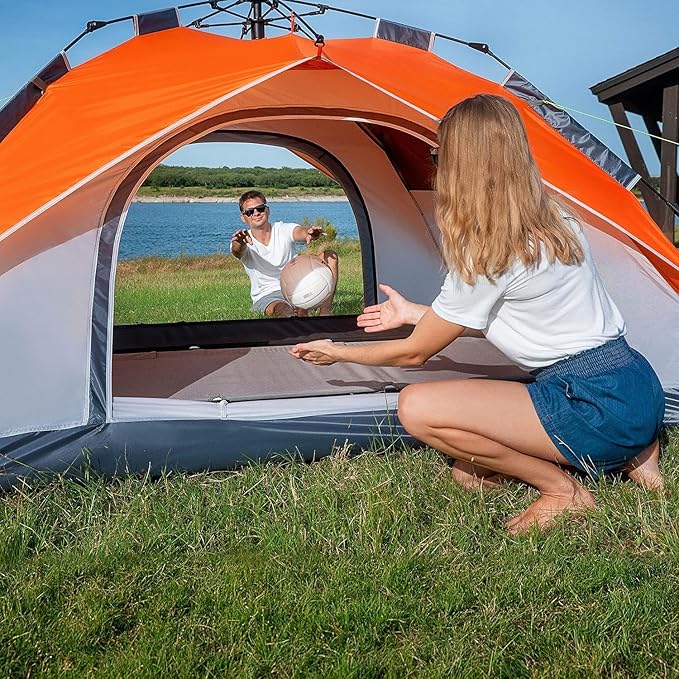 MOON LENCE Pop Up Tent 3-4 Person 60s Instant Setup Camping Tent with 2 Doors Water-Resistant &amp Windproof Dome Tent for Car Camping Backyard Traveling