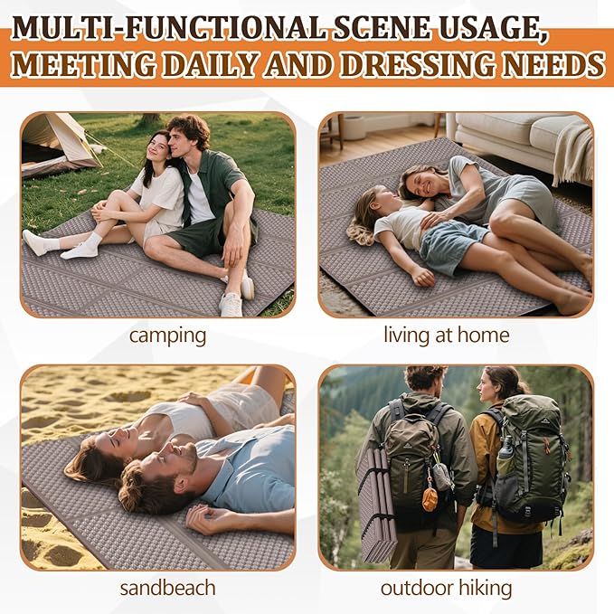 Double Sleeping Pad Closed Cell Foam Pad with Bag for Camping Backpacking Lightweight Mat 72 x 45.67 in Moisture-Proof Mattress Portable for Outdoor Hiking Mountaineering