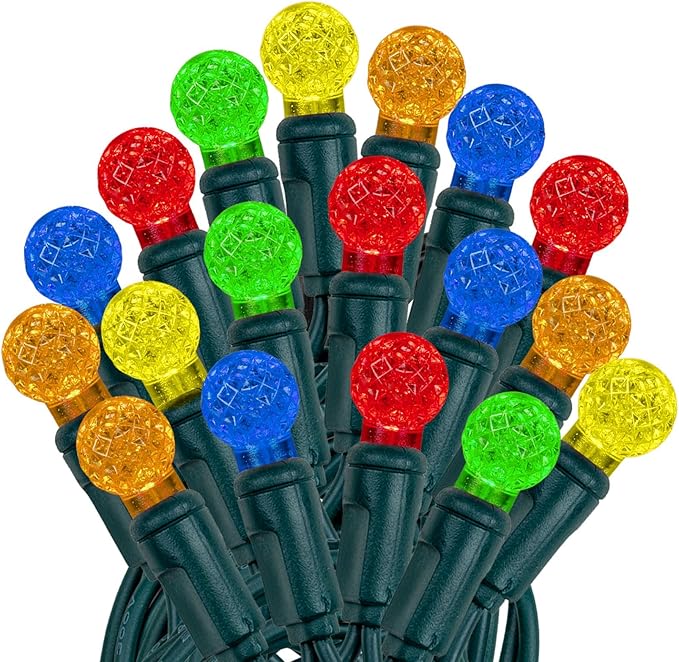 Novelty Lights 25FT 50 LED G12 Christmas String Lights Tree Lights Indoor Outdoor Commercial Grade LED Mini Light Set with 40000 Hours Rating Christmas Lights Christmas Tree Lights Multicolor