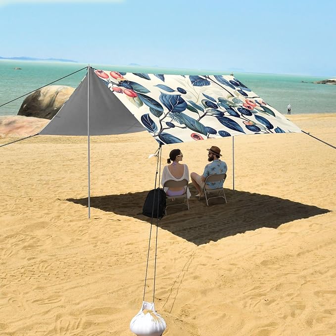 Beach Tent Sun Shelter Blueberry Flowers Lightweight &amp Easy Setup Beach Shade Canopy for Camping Fishing