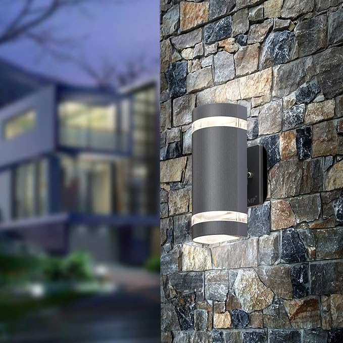 LED 2 Pack Semi Cylinder Up and Down Lights Outdoor Wall LightBody in Aluminum Waterproof Outdoor Wall Lamps3000k 5W with Certificate ETL…