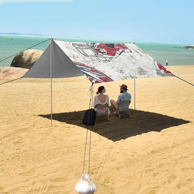 Rugby Pattern (75) Camping Sun Shelter Beach Tent Portable Beach Sun Shade Outdoor Canopy for Camping Trips Fishing Picnic